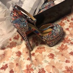 Rhinestone dressy high heel shoes